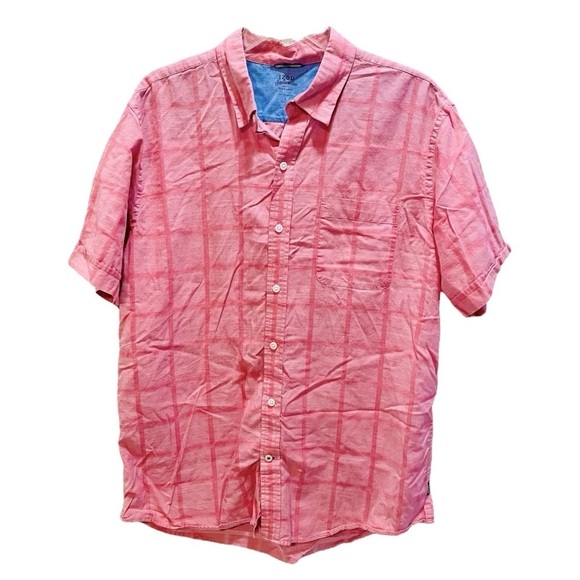 Izod Saltwaterer Relaxed Classics Red Short Sleeve Button Down Shirt Large - Picture 1 of 7